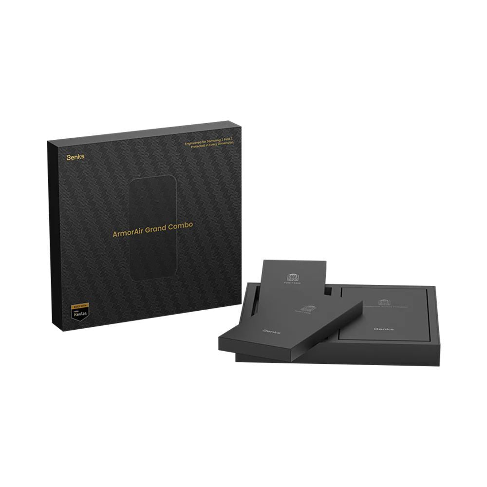 Galaxy Z Fold 7 Benks ArmorAir ArmorGrid Grand Combo Üçlü Aksesuar Seti (Ön Arka Kevlar Kapak + Ekran Koruyucu) Siyah