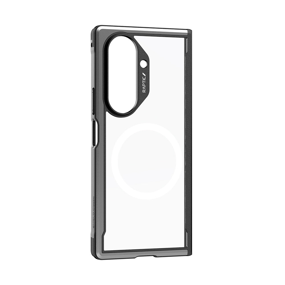 Galaxy Z Fold 7 Kılıf M-safe Şarj Özellikli Airbagli Raptic Shield Serisi Şeffaf Arka Yüzey Kapak Siyah