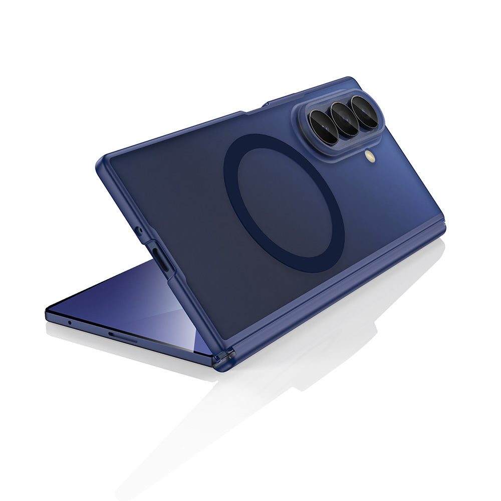 Galaxy Z Fold 7 Kılıf M-safe Şarj Özellikli Arkası Mat Sert PC Wlons Vena Kapak Lacivert