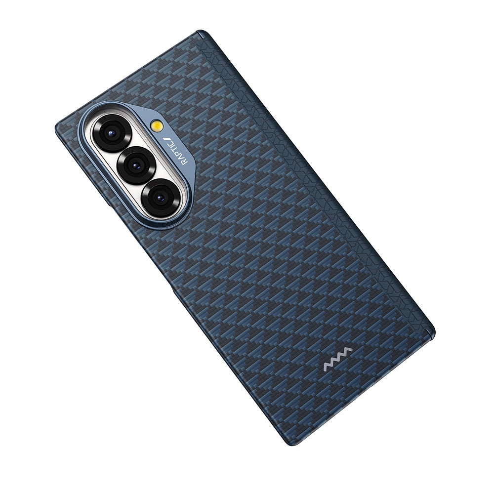 Galaxy Z Fold 7 Kılıf M-safe Şarj Özellikli Raptic Aramid Skin-Pro Profound Serisi Kapak Lacivert