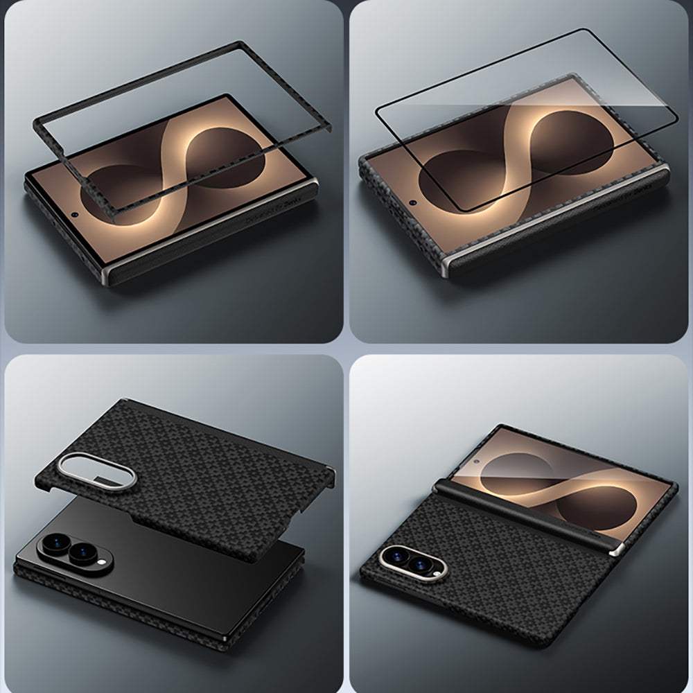 Galaxy Z Fold 8 Benks ArmorAir ArmorGrid Grand Combo Üçlü Aksesuar Seti (Ön Arka Kevlar Karbon Kapak + Ekran Koruyucu) Siyah