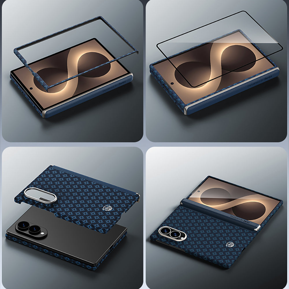 Galaxy Z Fold 8 Benks ArmorAir ArmorGrid Grand Combo Üçlü Aksesuar Seti (Ön Arka Kevlar Karbon Kapak + Ekran Koruyucu) Mavi
