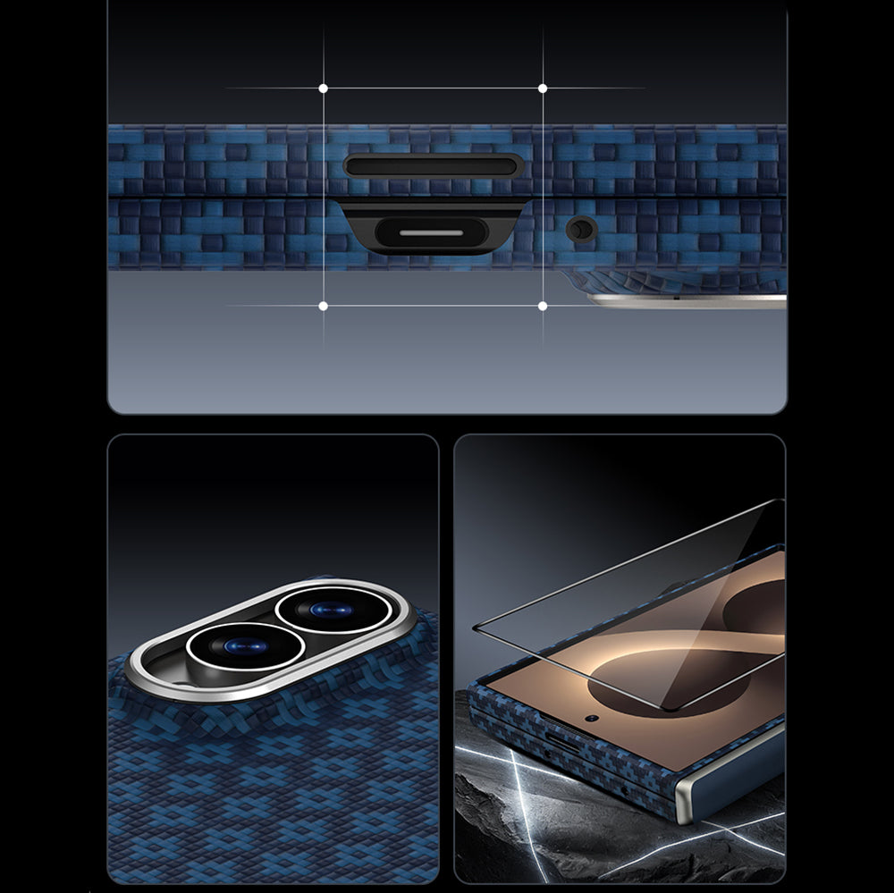 Galaxy Z Fold 8 Benks ArmorAir ArmorGrid Grand Combo Üçlü Aksesuar Seti (Ön Arka Kevlar Karbon Kapak + Ekran Koruyucu) Mavi