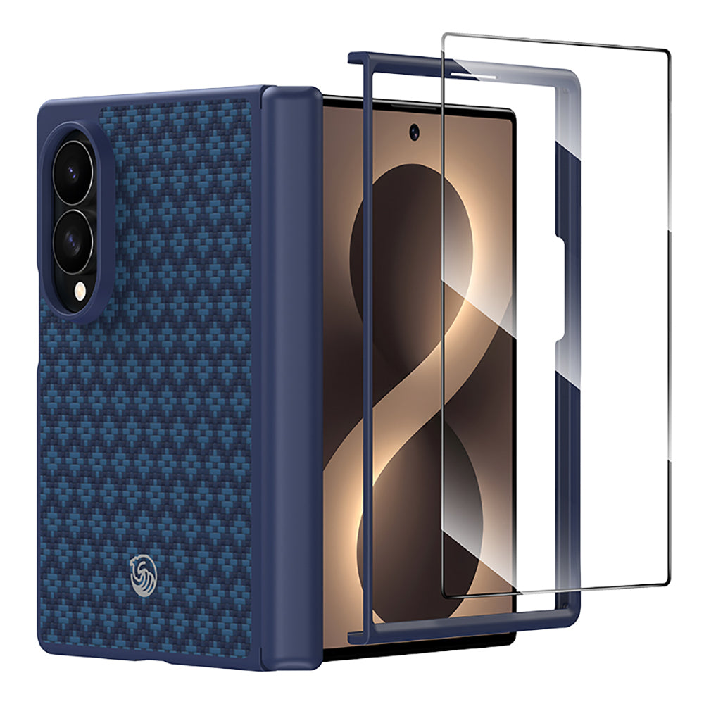 Galaxy Z Fold 8 Benks ArmorPro ArmorGrid Grand Combo Üçlü Aksesuar Seti (Ön Arka Kevlar Karbon Kapak + Ekran Koruyucu) Mavi