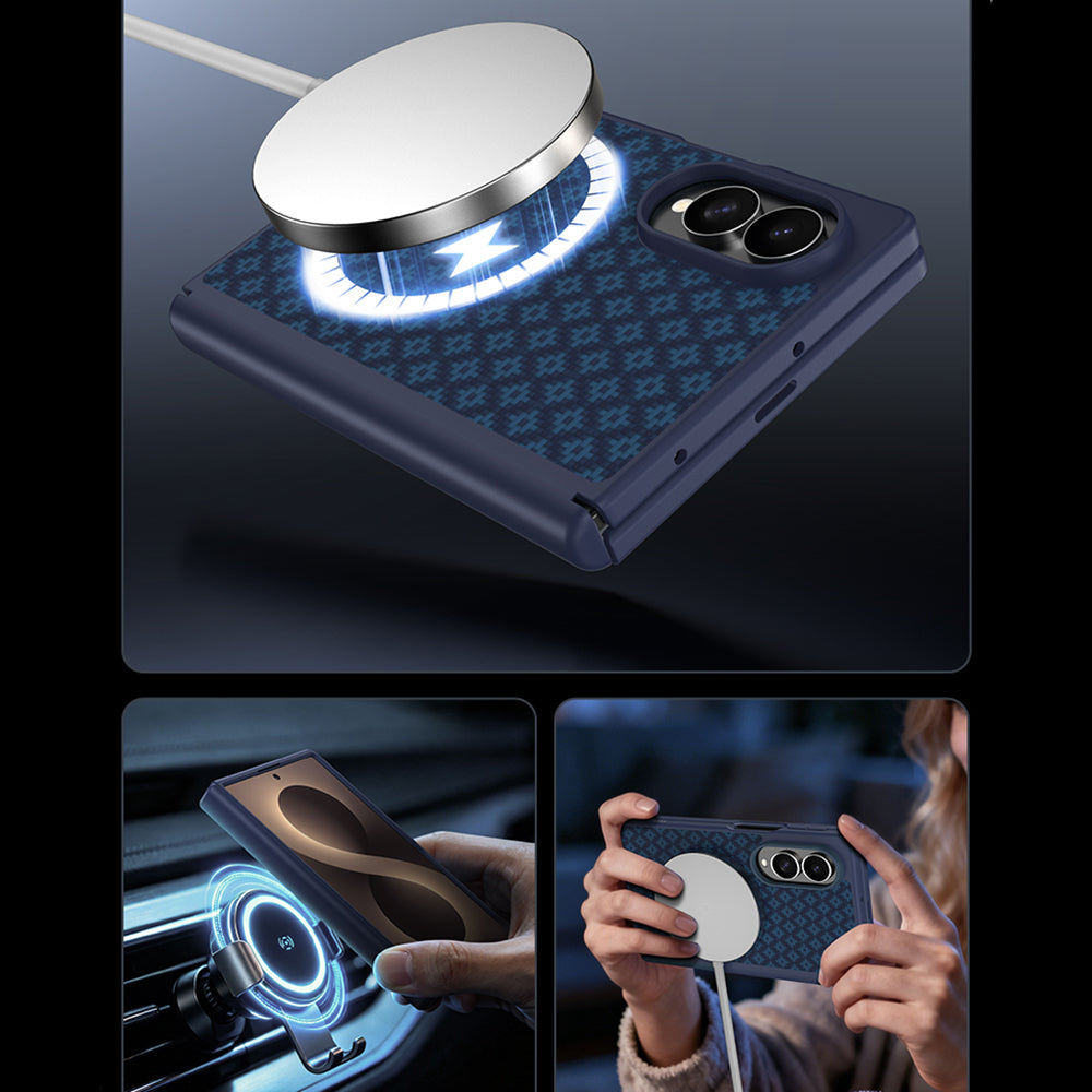 Galaxy Z Fold 8 Benks ArmorPro ArmorGrid Grand Combo Üçlü Aksesuar Seti (Ön Arka Kevlar Karbon Kapak + Ekran Koruyucu) Mavi