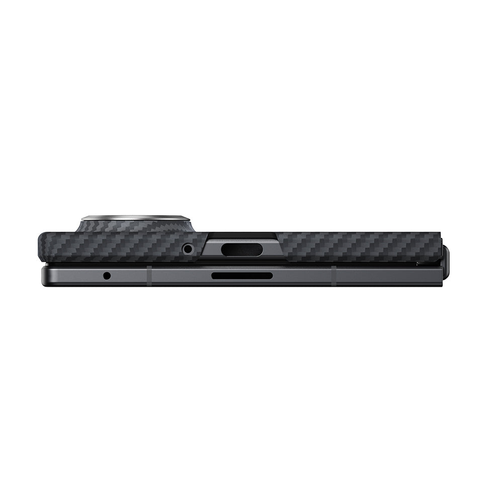Galaxy Z Fold 8 Kılıf M-safe Şarj Özellikli 600D Aramid Karbon Fiber Pitaka Edge Serisi Black-Grey Twill Kapak Siyah-Gri