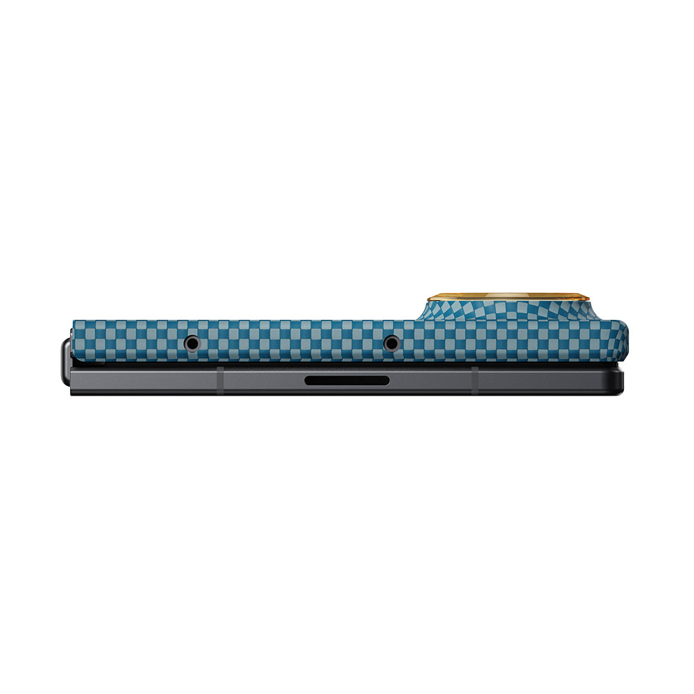 Galaxy Z Fold 8 Kılıf M-safe Şarj Özellikli Aramid Karbon Fiber Pitaka Sunset 2.0 California Dream Serisi Kapak Mavi-Kahverengi