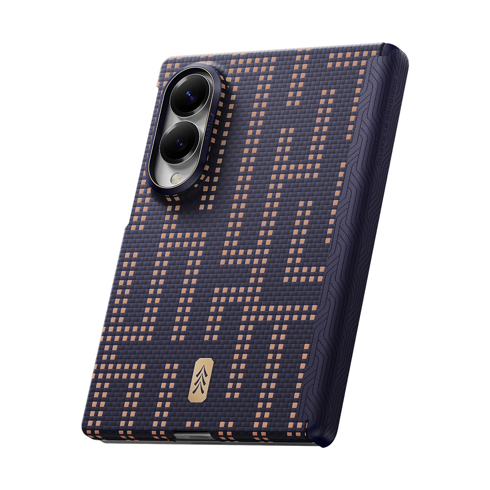 Galaxy Z Fold 8 Kılıf M-safe Şarj Özellikli Raptic Aramid SkinPro Serisi Karbon Kapak Lacivert