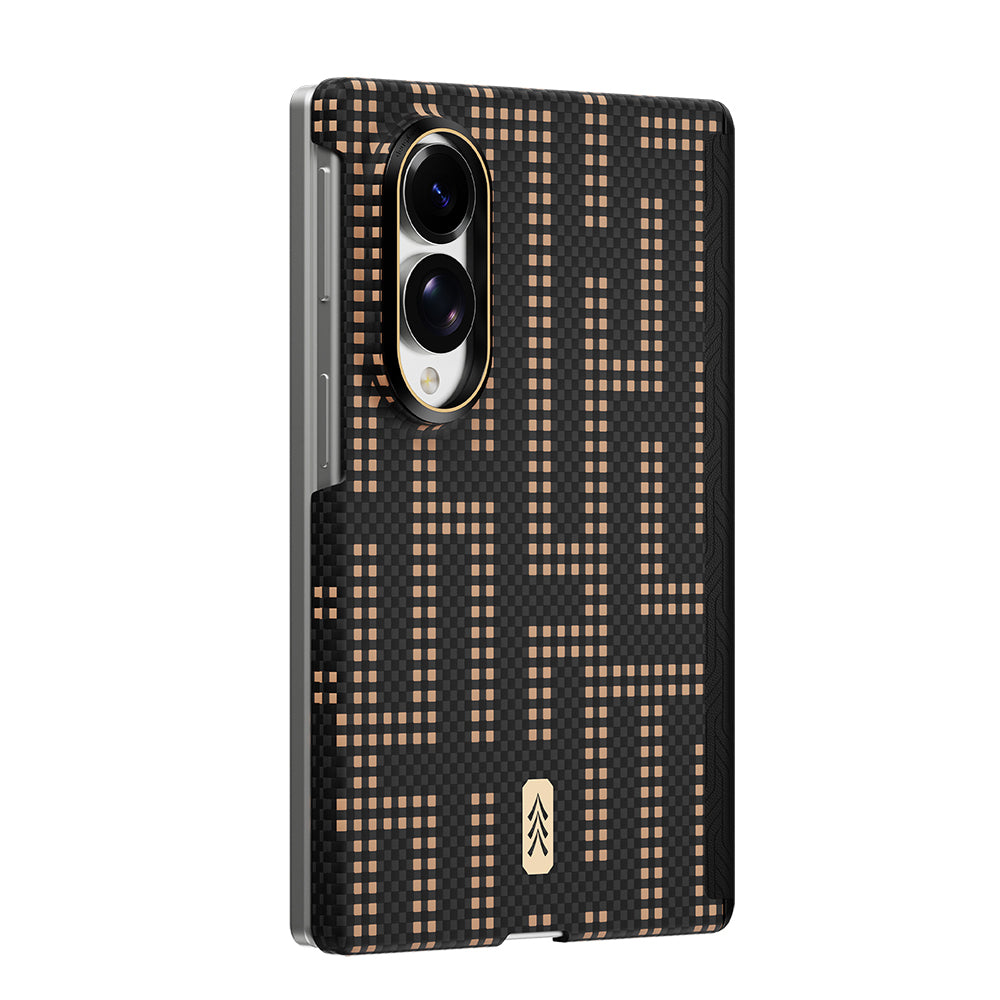 Galaxy Z Fold 8 Kılıf M-safe Şarj Özellikli Raptic Aramid SkinPro Serisi Karbon Kapak Siyah