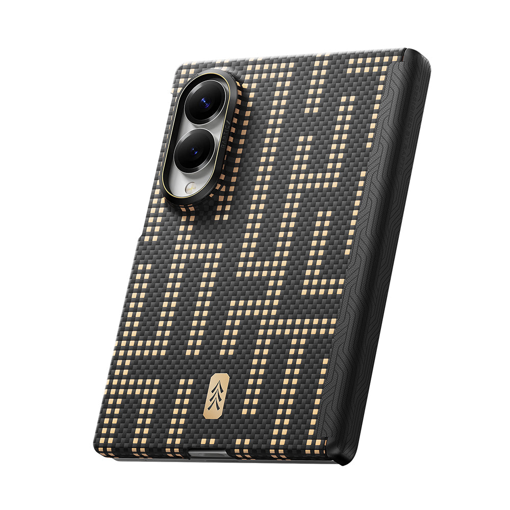 Galaxy Z Fold 8 Kılıf M-safe Şarj Özellikli Raptic Aramid SkinPro Serisi Karbon Kapak Siyah