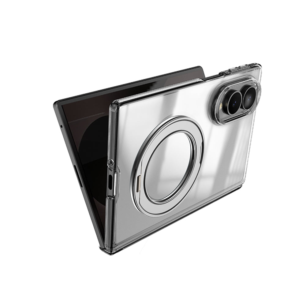 Galaxy Z Fold 8 Kılıf M-safe Şarj Özellikli Transparan Sert PC Wlons Pita Standlı Kapak Şeffaf