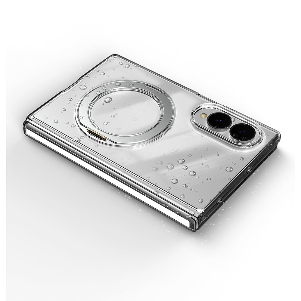 Galaxy Z Fold 8 Kılıf M-safe Şarj Özellikli Transparan Sert PC Wlons Pita Standlı Kapak Şeffaf