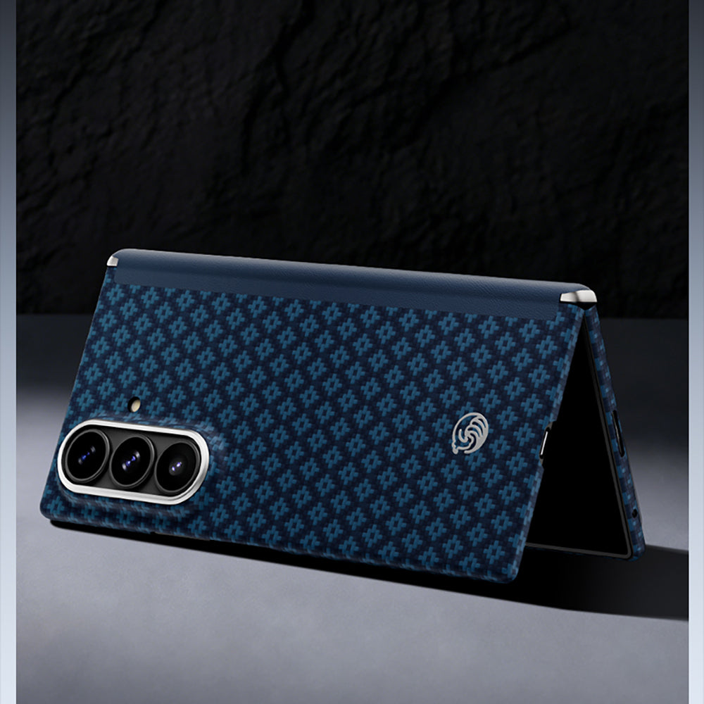 Galaxy Z Fold 8 Ultra Benks ArmorAir ArmorGrid Grand Combo Üçlü Aksesuar Seti (Ön Arka Kevlar Karbon Kapak + Ekran Koruyucu) Mavi