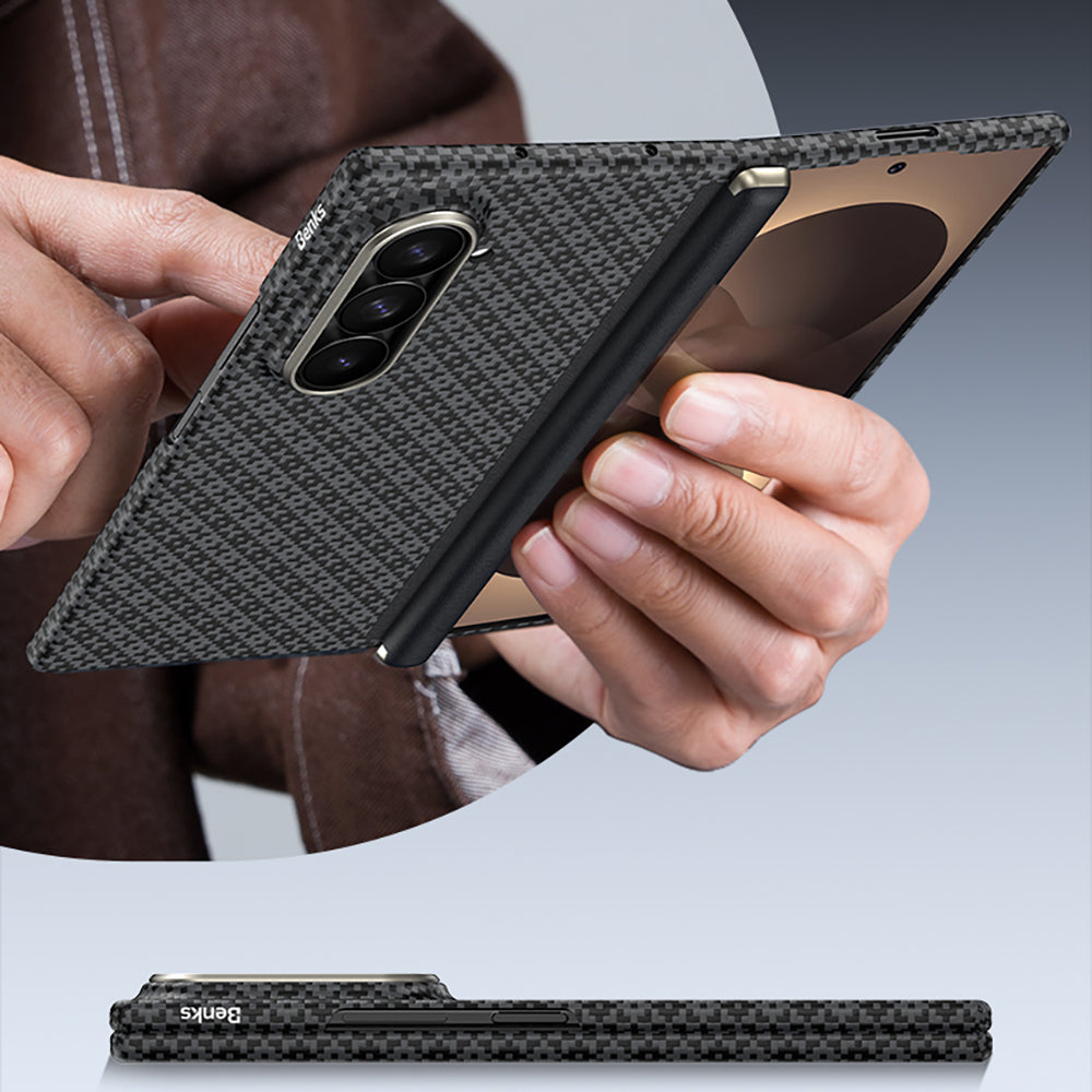 Galaxy Z Fold 8 Ultra Benks ArmorAir ArmorGrid Grand Combo Üçlü Aksesuar Seti (Ön Arka Kevlar Karbon Kapak + Ekran Koruyucu) Siyah