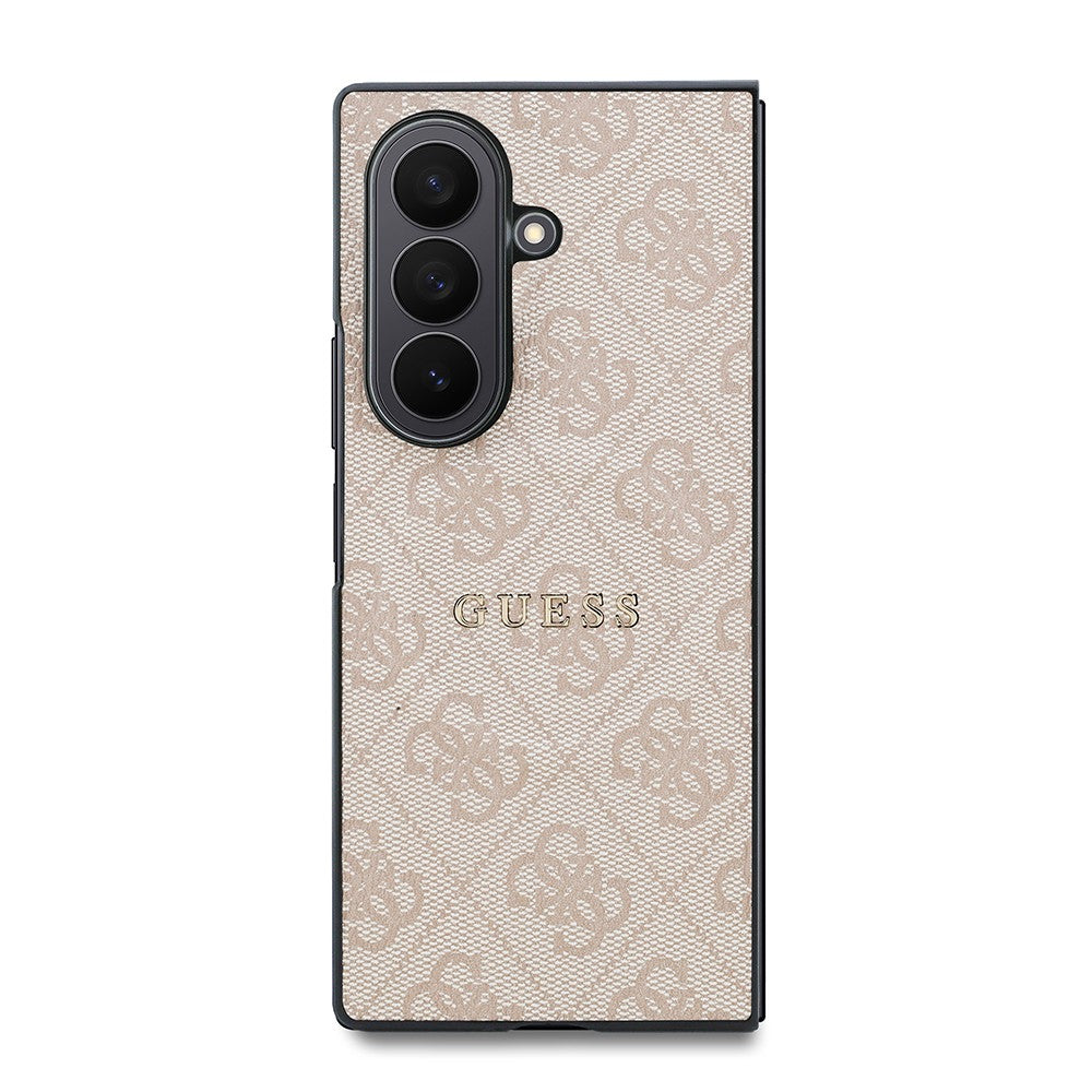 Galaxy Z Fold 8 Ultra Kılıf Guess Orjinal Lisanslı M-safe Şarj Özellikli 4G Desenli Yazı Logolu PU Deri Kapak Pembe