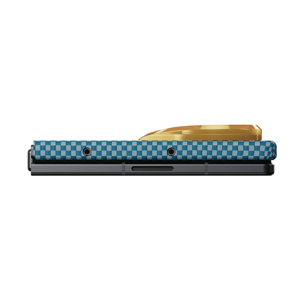 Galaxy Z Fold 8 Ultra Kılıf M-safe Şarj Özellikli Aramid Karbon Fiber Pitaka Sunset 2.0 California Dream Serisi Kapak Mavi-Kahverengi