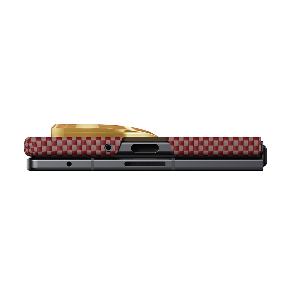Galaxy Z Fold 8 Ultra Kılıf M-safe Şarj Özellikli Aramid Karbon Fiber Pitaka Sunset 2.0 California Dream Serisi Kapak Mavi-Kahverengi