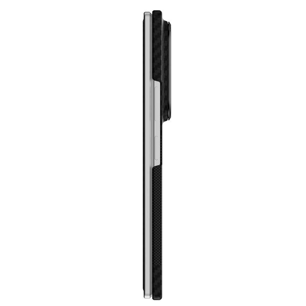 Galaxy Z Fold 8 Ultra Kılıf M-safe Şarj Özellikli Metal Kamera Çerçeveli Raptic Aramid SkinPro Serisi Karbon Kapak Siyah-Gri