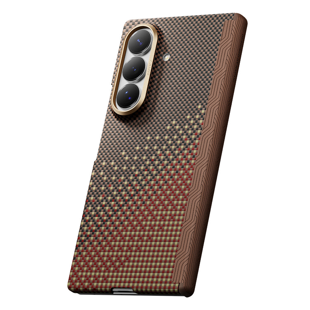 Galaxy Z Fold 8 Ultra Kılıf M-safe Şarj Özellikli Raptic Aramid SkinPro Serenity Serisi Kapak Kahverengi