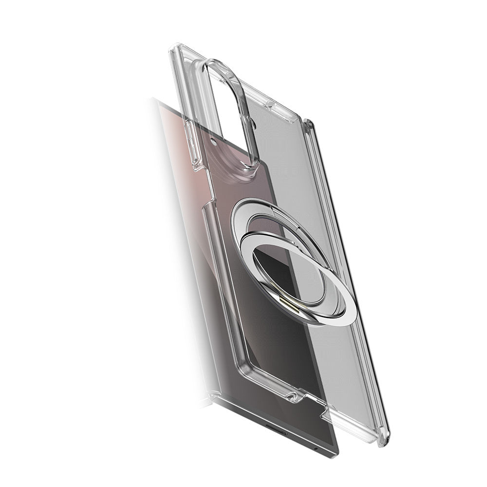 Galaxy Z Fold 8 Ultra Kılıf M-safe Şarj Özellikli Transparan Sert PC Wlons Pita Standlı Kapak Şeffaf