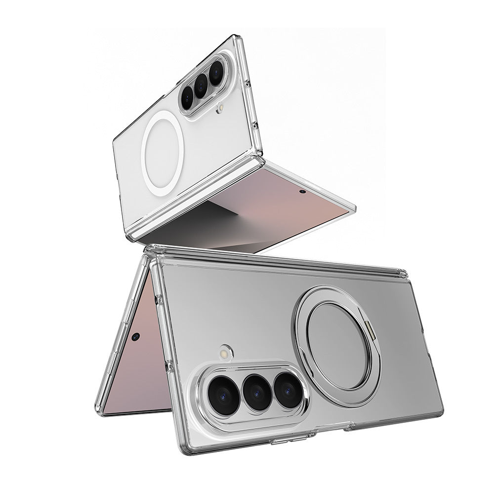 Galaxy Z Fold 8 Ultra Kılıf M-safe Şarj Özellikli Transparan Sert PC Wlons Pita Standlı Kapak Şeffaf