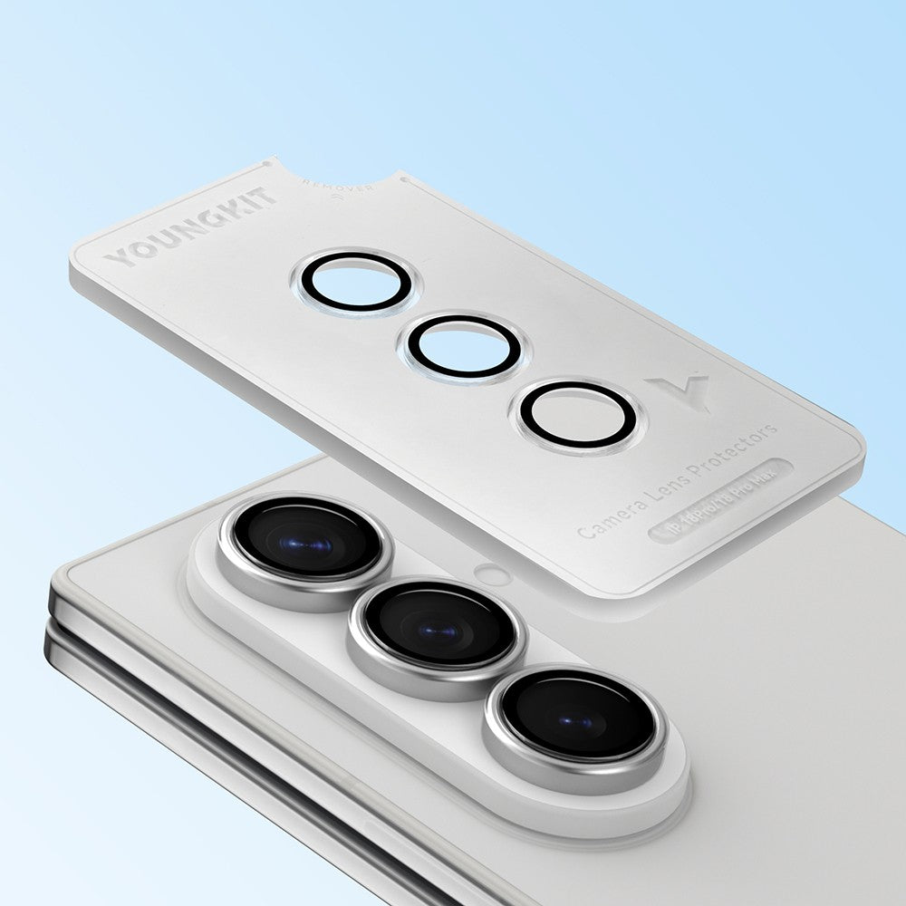 Galaxy Z Fold 8 Ultra Youngkit Alloy Original Parlama Önleyici Kamera Lens Koruyucu + Kolay Uygulama Aparatlı Siyah
