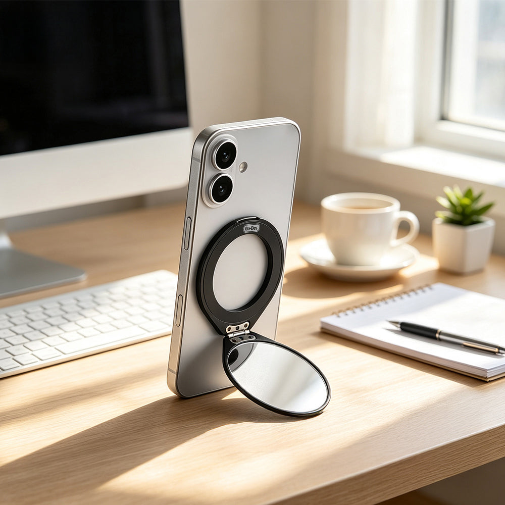 Go Des GD-G066 Makyaj Aynalı Magnetik Telefon Standı Siyah