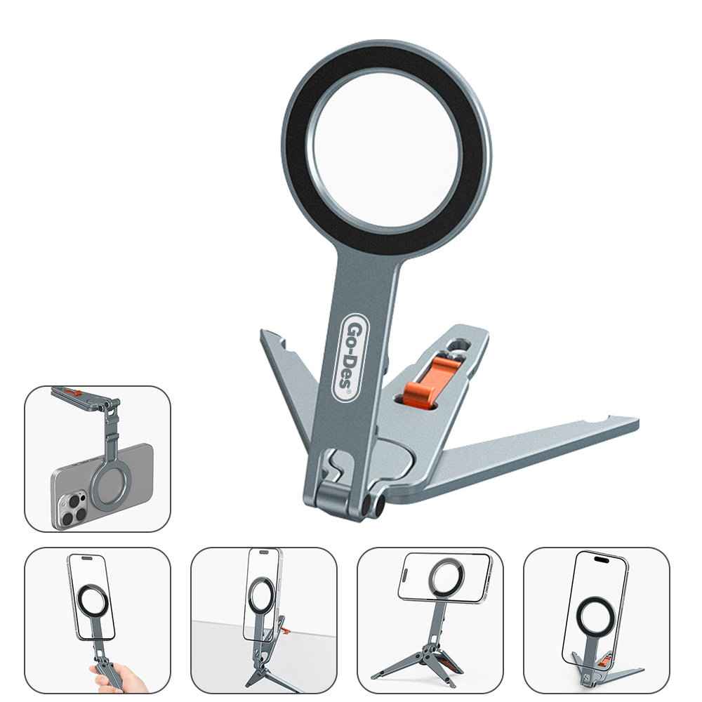 Go Des GD-HD377 270 Derece Dönebilen Çok Fonksiyonlu Magnetik Tripod Gri