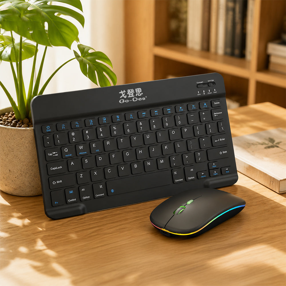 Go Des GD-KB323 Ergonomik 2in1 Bluetooth Bağlantılı Kablosuz Klavye ve Mouse Seti Siyah