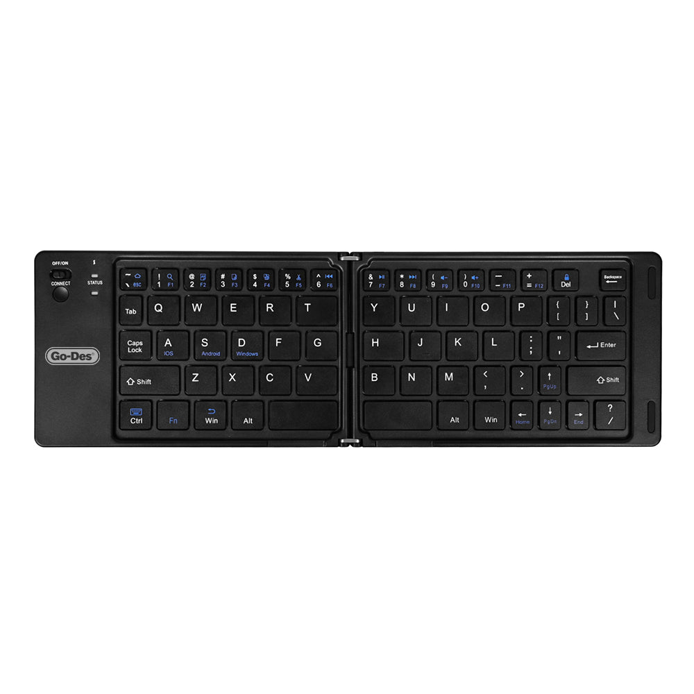 Go Des GD-KB326 Sessiz Tuş Tasarımlı Katlanabilir Bluetooth Bağlantılı Kablosuz Klavye Siyah