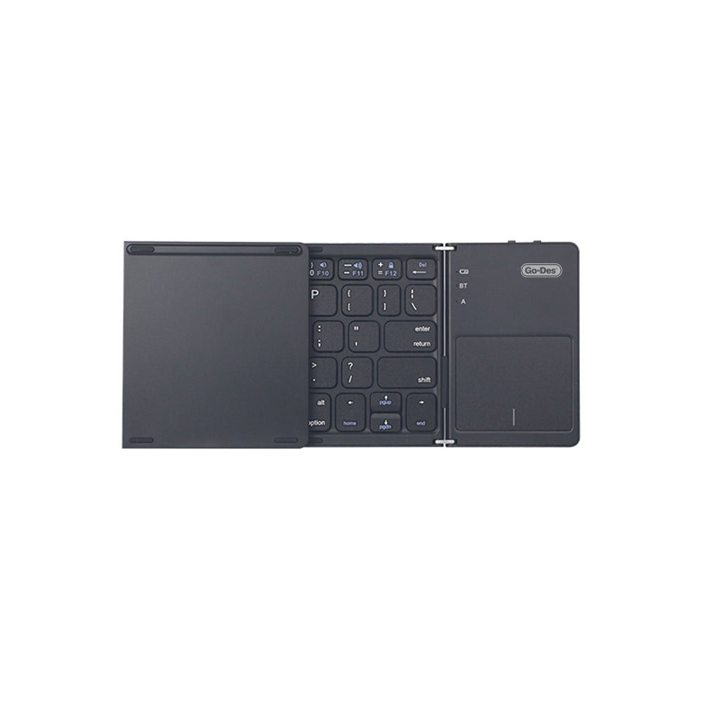 Go Des GD-KB328 Sessiz Tuş Tasarımlı Touch Pad Özellikli Katlanabilir Bluetooth Bağlantılı Kablosuz Klavye Siyah