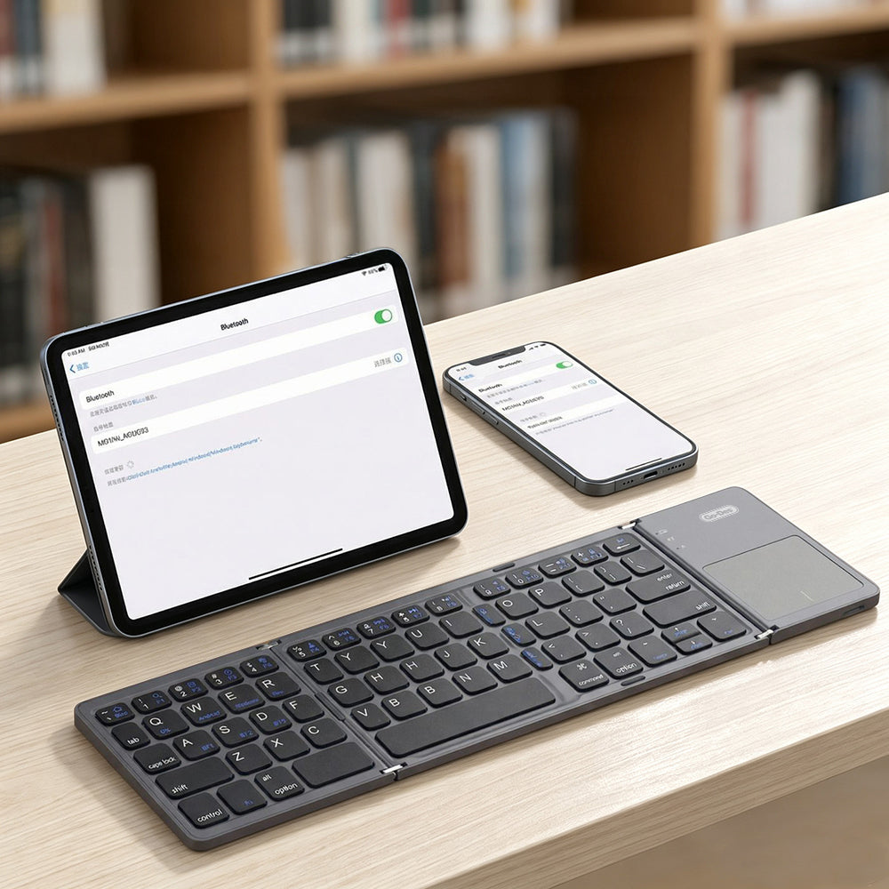 Go Des GD-KB328 Sessiz Tuş Tasarımlı Touch Pad Özellikli Katlanabilir Bluetooth Bağlantılı Kablosuz Klavye Siyah