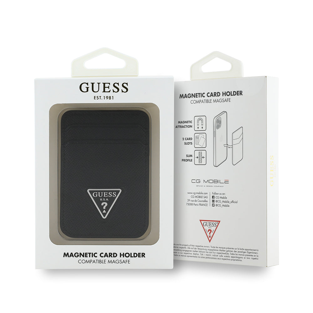 Guess Orjinal Lisanslı 2 Hazneli Üçgen Logolu Deri Magnetik Kartlık Kahverengi