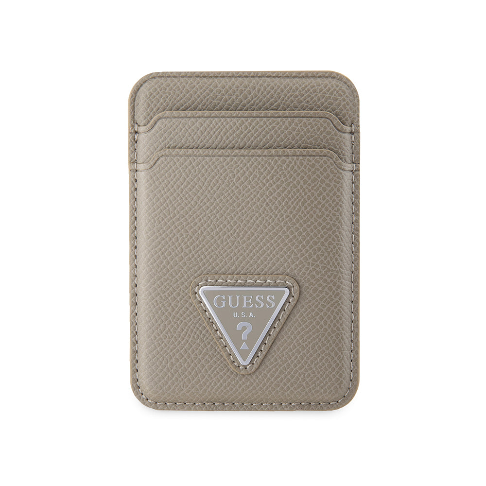 Guess Orjinal Lisanslı 2 Hazneli Üçgen Logolu Deri Magnetik Kartlık Kahverengi