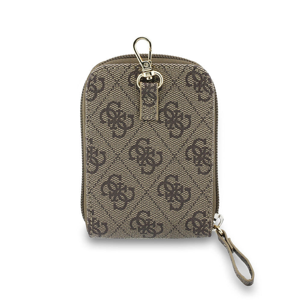 Guess Orjinal Lisanslı 4G Desenli Büyük Metal Logolu Omuz Askılı Purse El Çantası Kahverengi