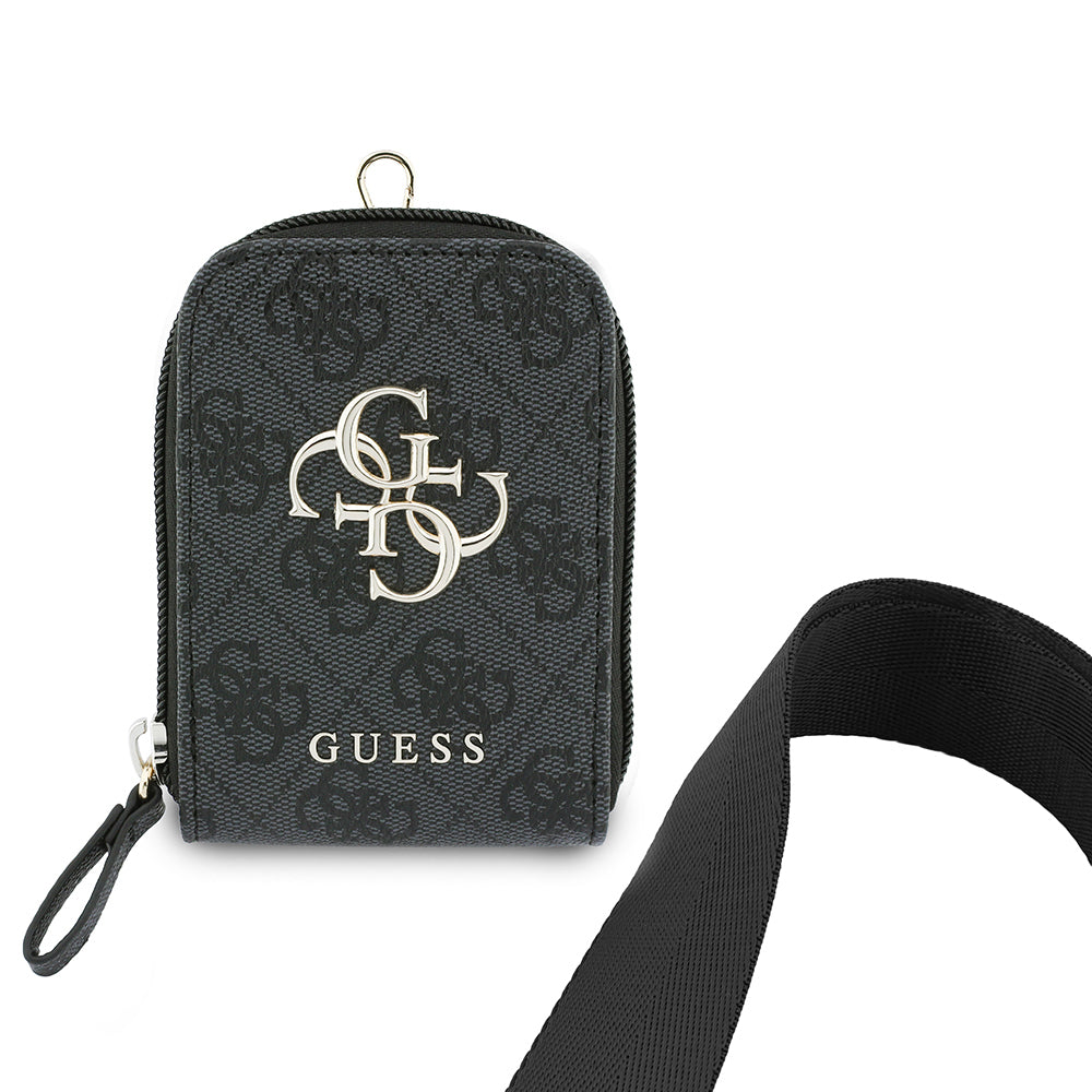 Guess Orjinal Lisanslı 4G Desenli Büyük Metal Logolu Omuz Askılı Purse El Çantası Siyah