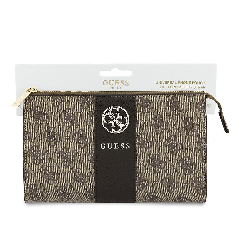 Guess Orjinal Lisanslı 4G Desenli Metal Logolu Omuz Askılı El Çantası Kahverengi