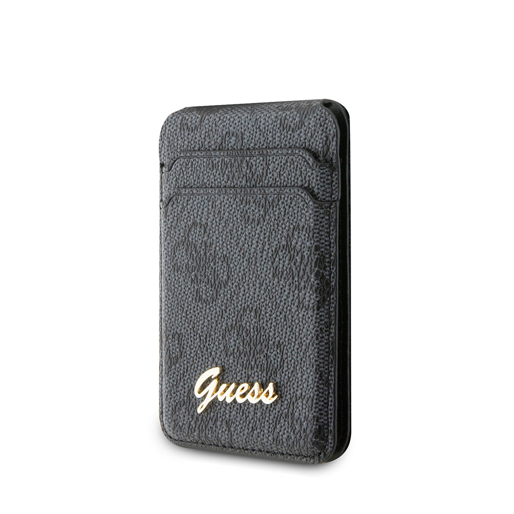 Guess Orjinal Lisanslı 4G Desenli Metal Script Logolu Magnetik Kartlık Siyah