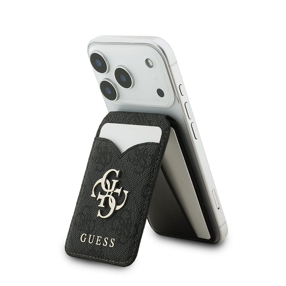 Guess Orjinal Lisanslı Aynalı Metal Büyük 4G Logolu Standlı Magnetik Kartlık Siyah
