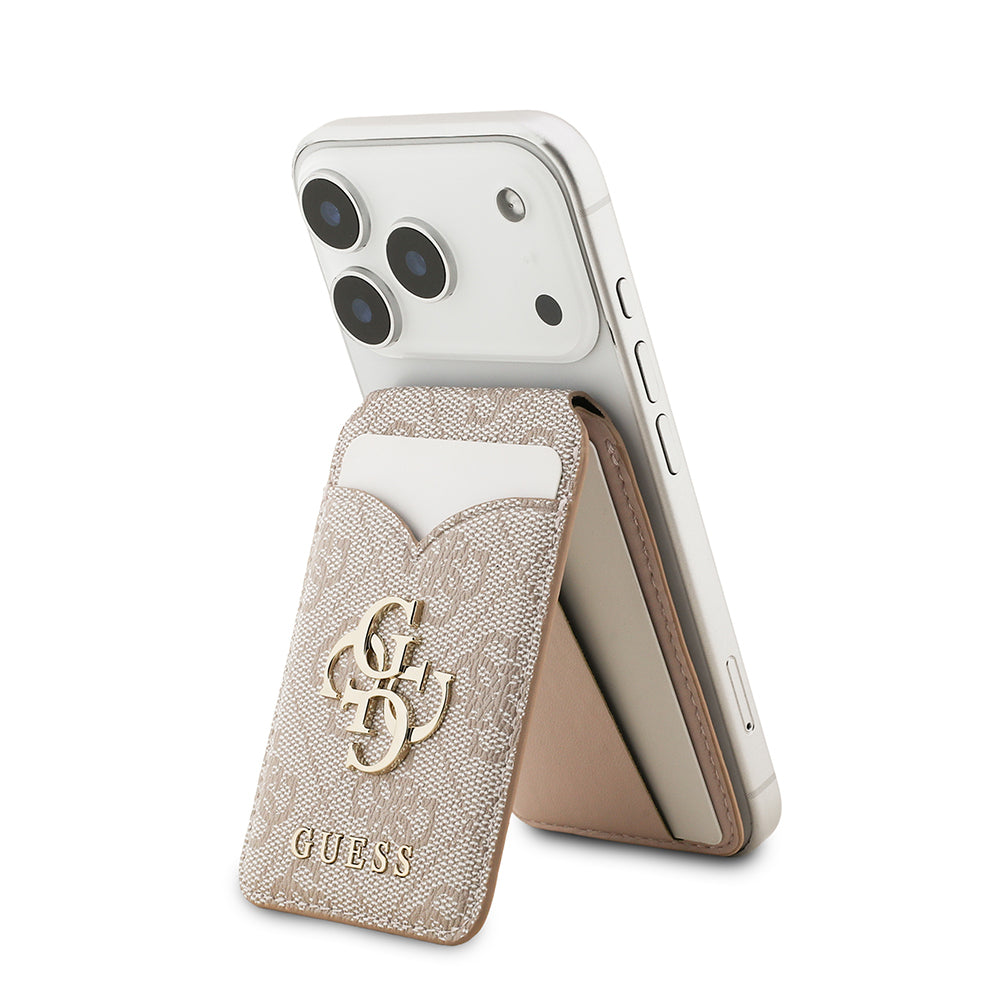 Guess Orjinal Lisanslı Aynalı Metal Büyük 4G Logolu Standlı Magnetik Kartlık Siyah
