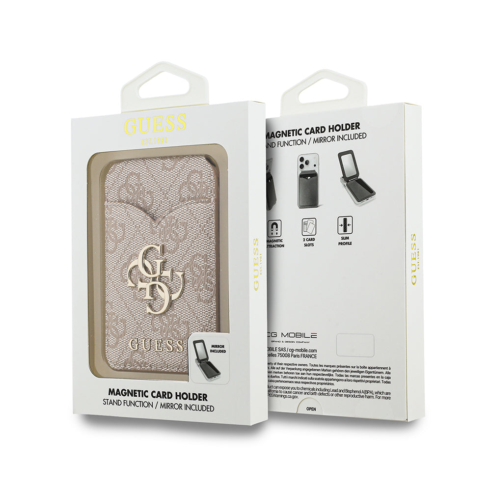 Guess Orjinal Lisanslı Aynalı Metal Büyük 4G Logolu Standlı Magnetik Kartlık Kahverengi