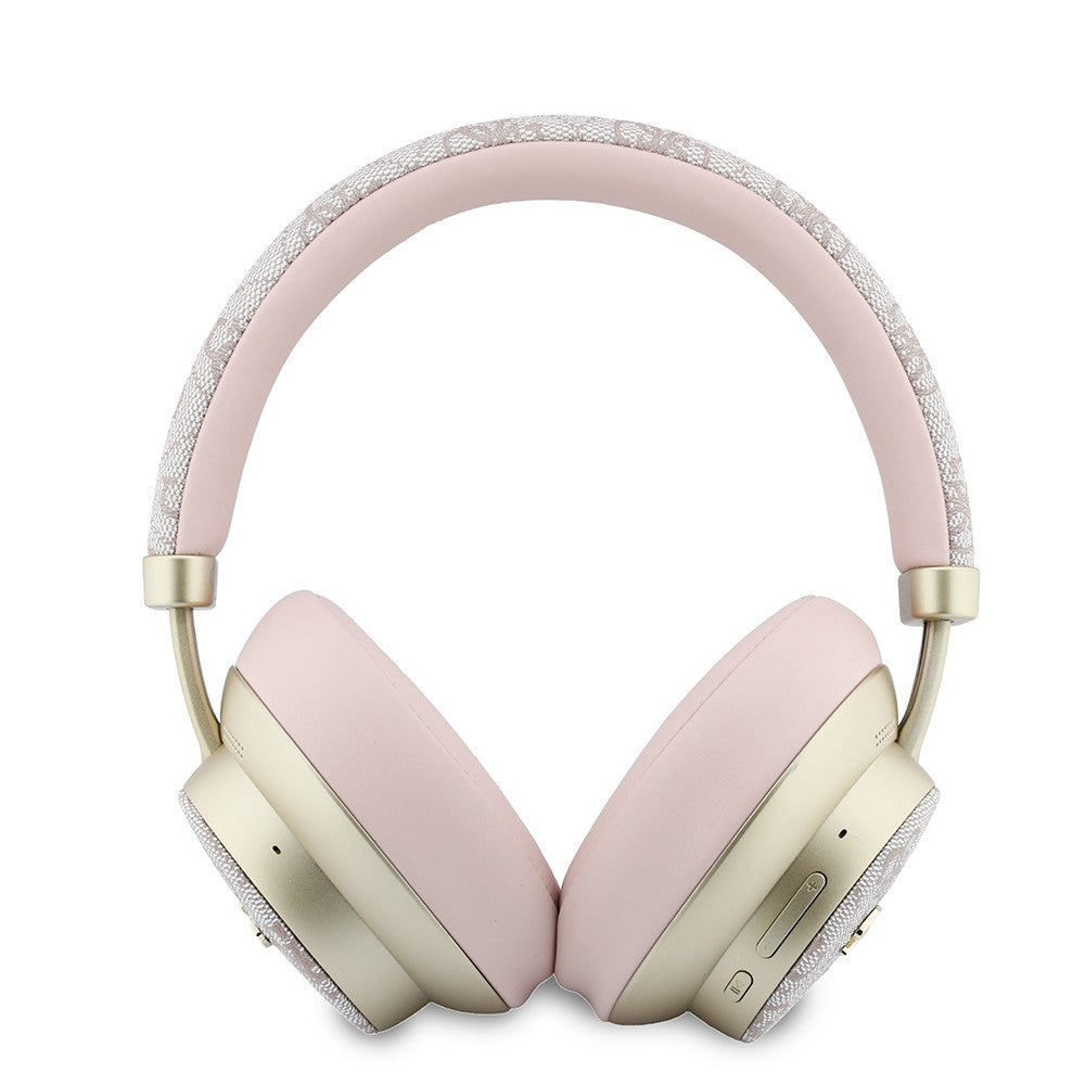 Guess Orjinal Lisanslı ENC PU 4G Desenli Metal Logolu Kulak Üstü Bluetooth Kulaklık v5.4 Pembe