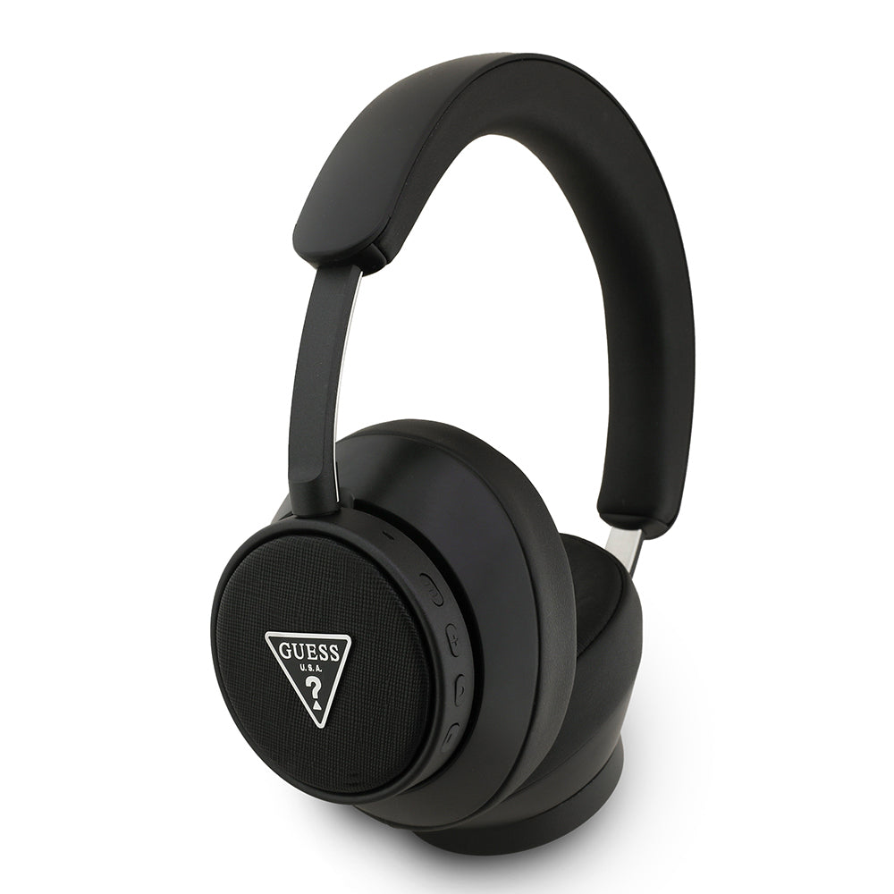 Guess Orjinal Lisanslı ENC Üçgen Logolu Saffiano Kulak Üstü Bluetooth Kulaklık Siyah