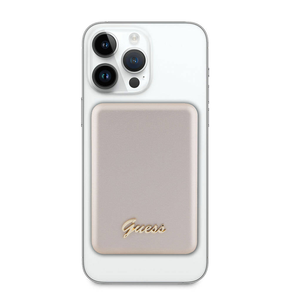 Guess Orjinal Lisanslı Magsafe Şarj Özellikli Metal Yazı Logolu Powerbank 3000mAh 5W Siyah