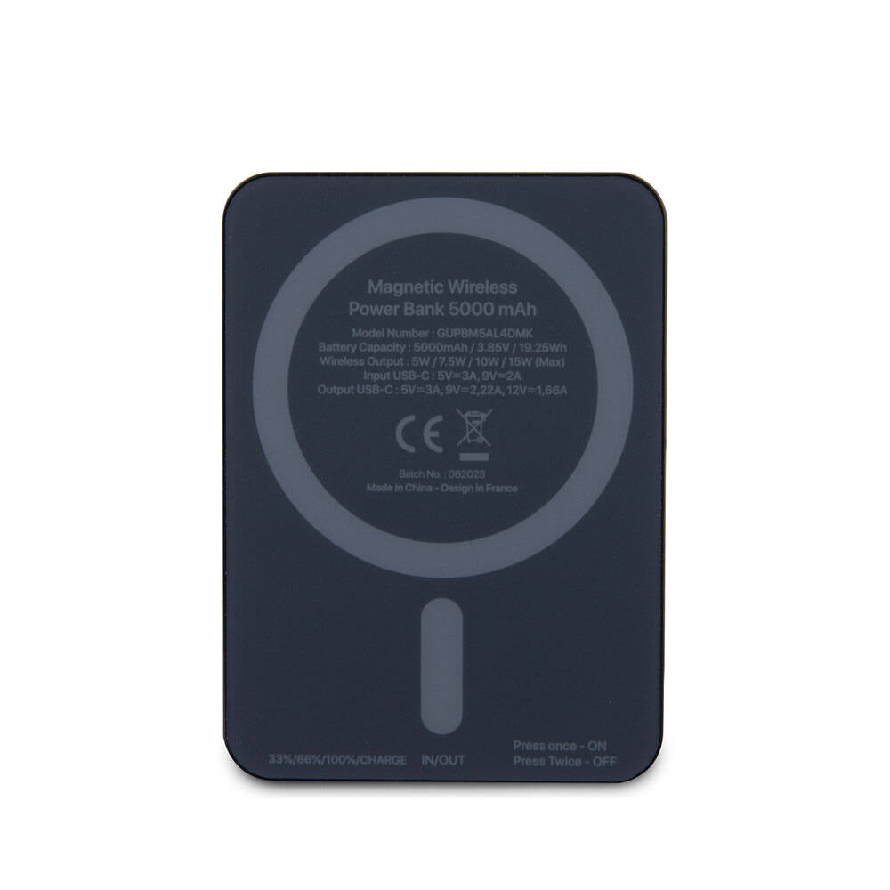 Guess Orjinal Lisanslı Magsafe Şarj Özellikli Metal Yazı Logolu Powerbank 5000mAh 15W Gold