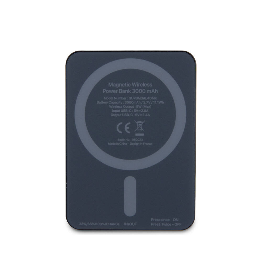 Guess Orjinal Lisanslı Magsafe Şarj Özellikli Taşlı 4G Logolu Powerbank 3000mAh 5W Siyah