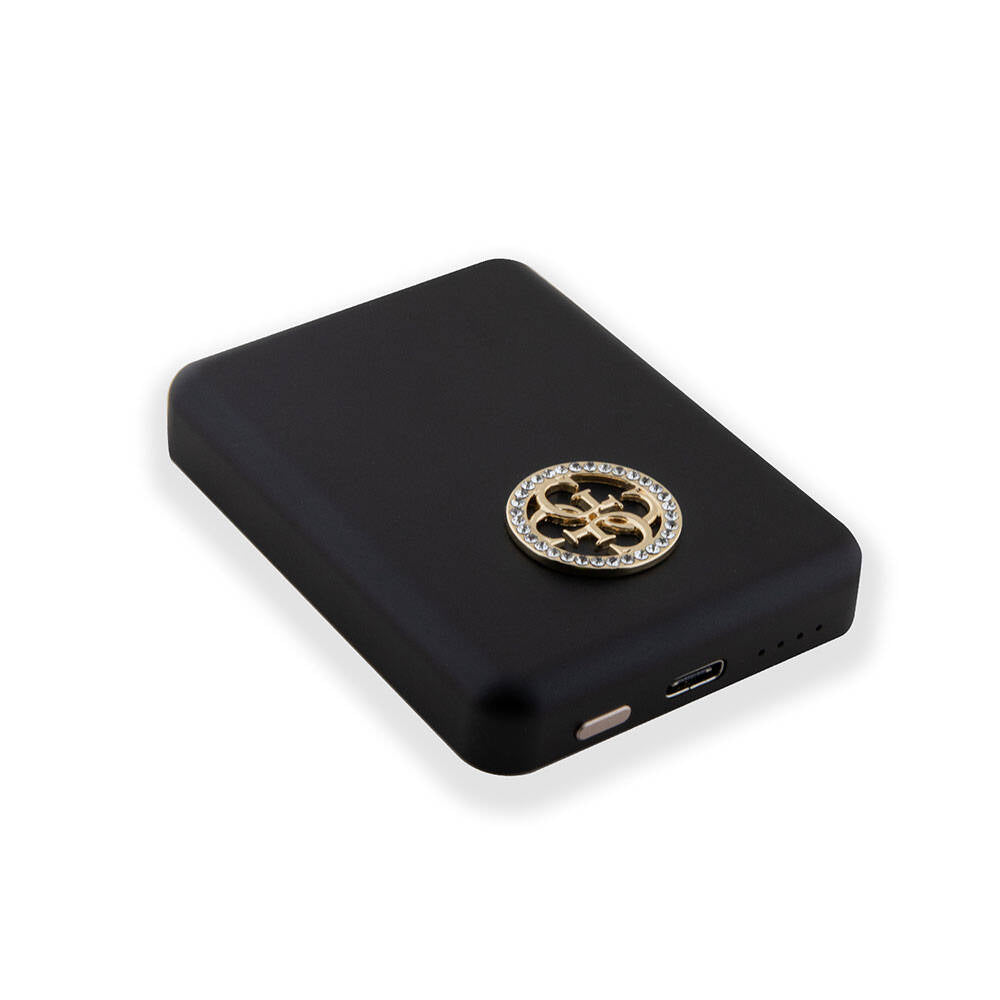 Guess Orjinal Lisanslı Magsafe Şarj Özellikli Taşlı 4G Logolu Powerbank 3000mAh 5W Gold