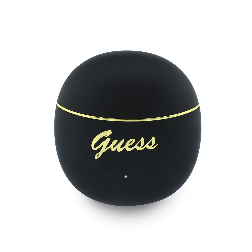 Guess Orjinal Lisanslı Metal Yazı Logolu Kulak içi TWS Kulaklık ve Speaker Hoparlör 2in1 Set Siyah