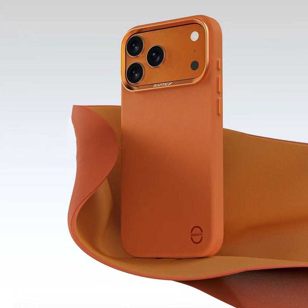 iPhone 17 Pro Kılıf M-Safe Şarj Özellikli Polimerik Deri Raptic Urban Nano Kapak Turuncu