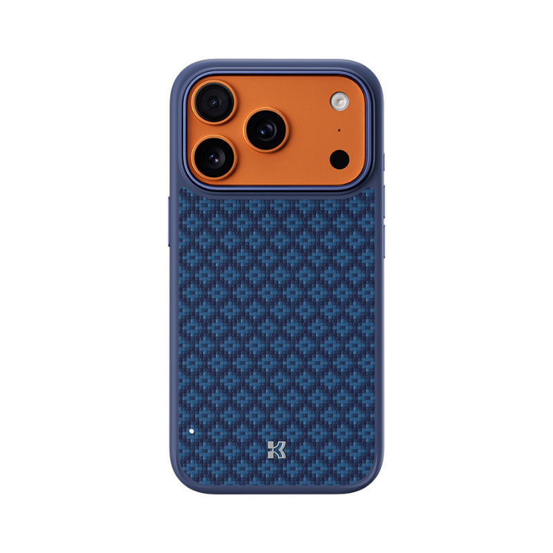 Apple iPhone 17 Pro Max Kılıf M-Safe Şarj Özellikli Benks ArmorPro ArmorGrid Serisi Kevlar Kapak Mavi
